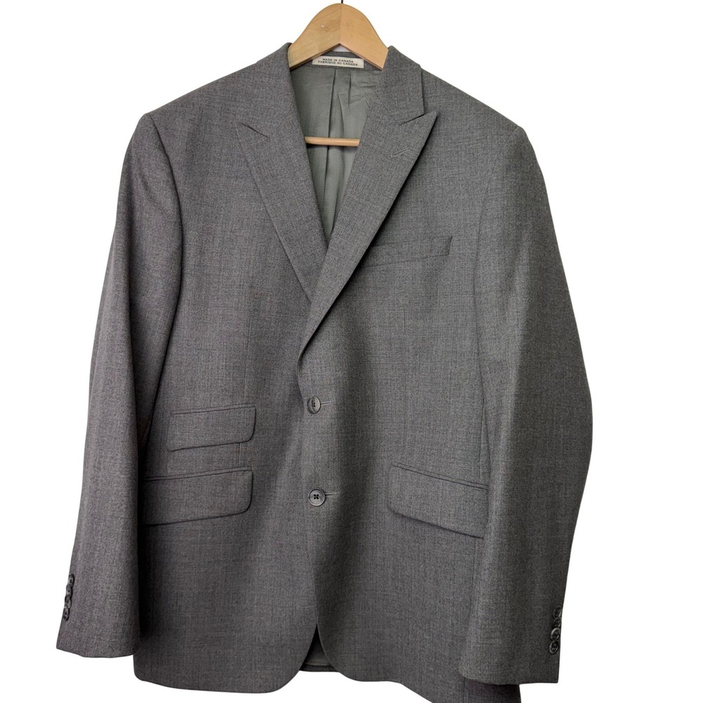 Joseph Abboud Mens Blazer Wool Cashmere Grey Peak Lapel Ticket Pocket Canada 42R